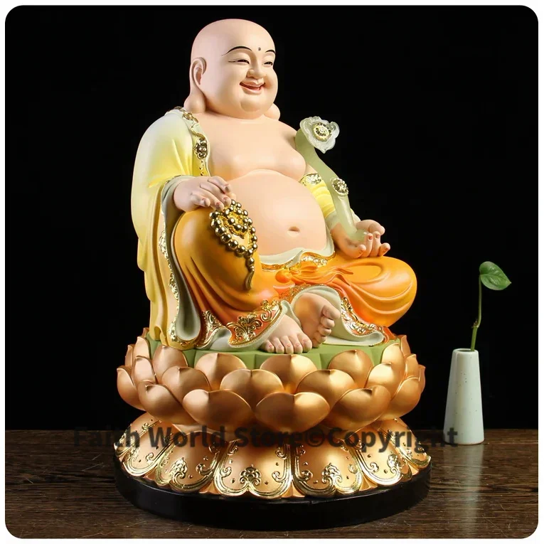 GOOD HOME Shop company hall decoration thriving business Money Drawing Good luck Gold Maitreya Buddha FENG SHUI COLOR statue