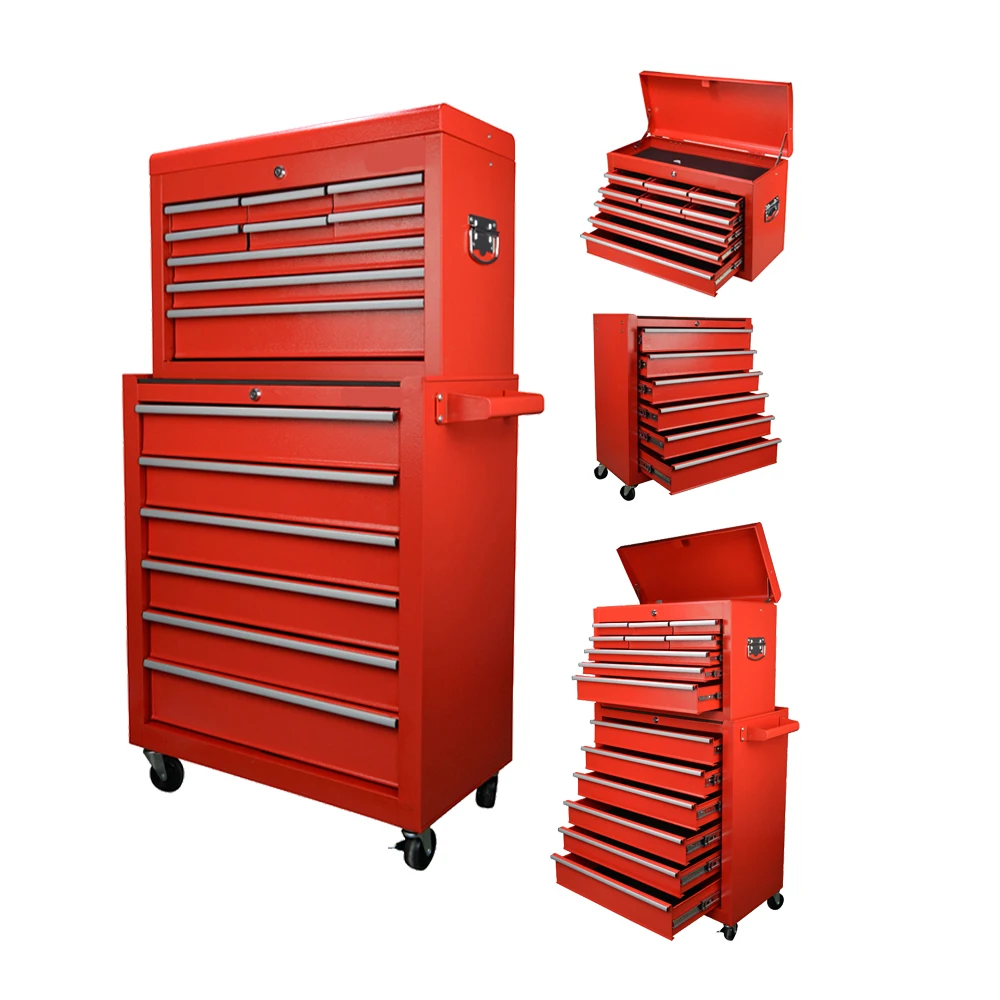 CE Heavy Duty Steel Tool Cabinet 15 Drawers Workshop Tool Cart Rolling Trolley OEM Customizable Electrostatic Powder Coat 3-Year