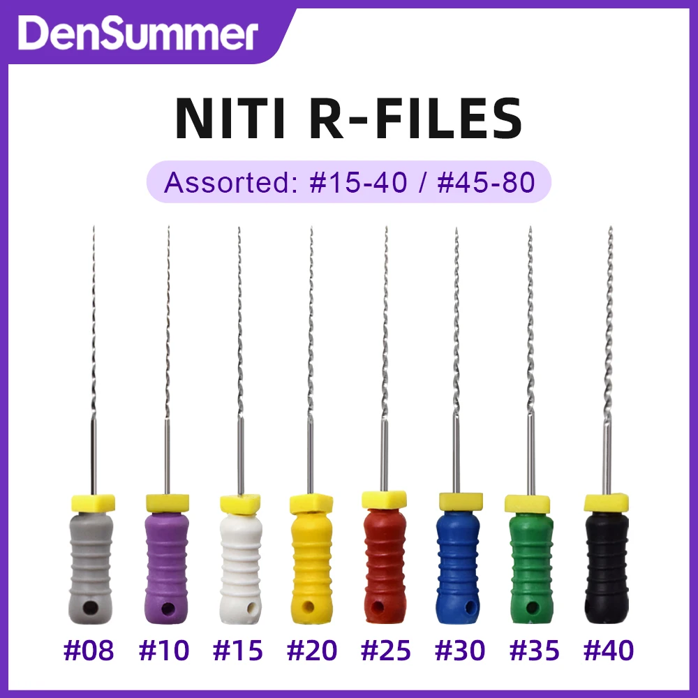 DenSummer 5 Boxes Niti-R Files 21/25mm #15-40 Endodontic Dentist Tools Hand Use Nickel-titanium REAMER Files Root Canal File