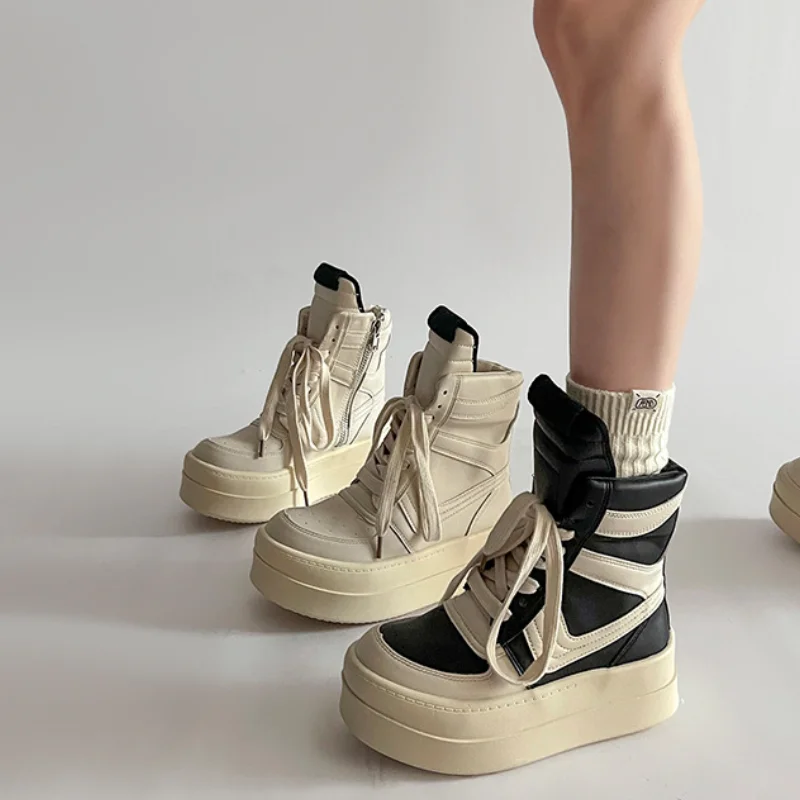 

Thick Sole Ankle Boots Design High Top Shoes For Women 2026 Autumn And Winter New Height Increasing Casual Sports Board Shoes