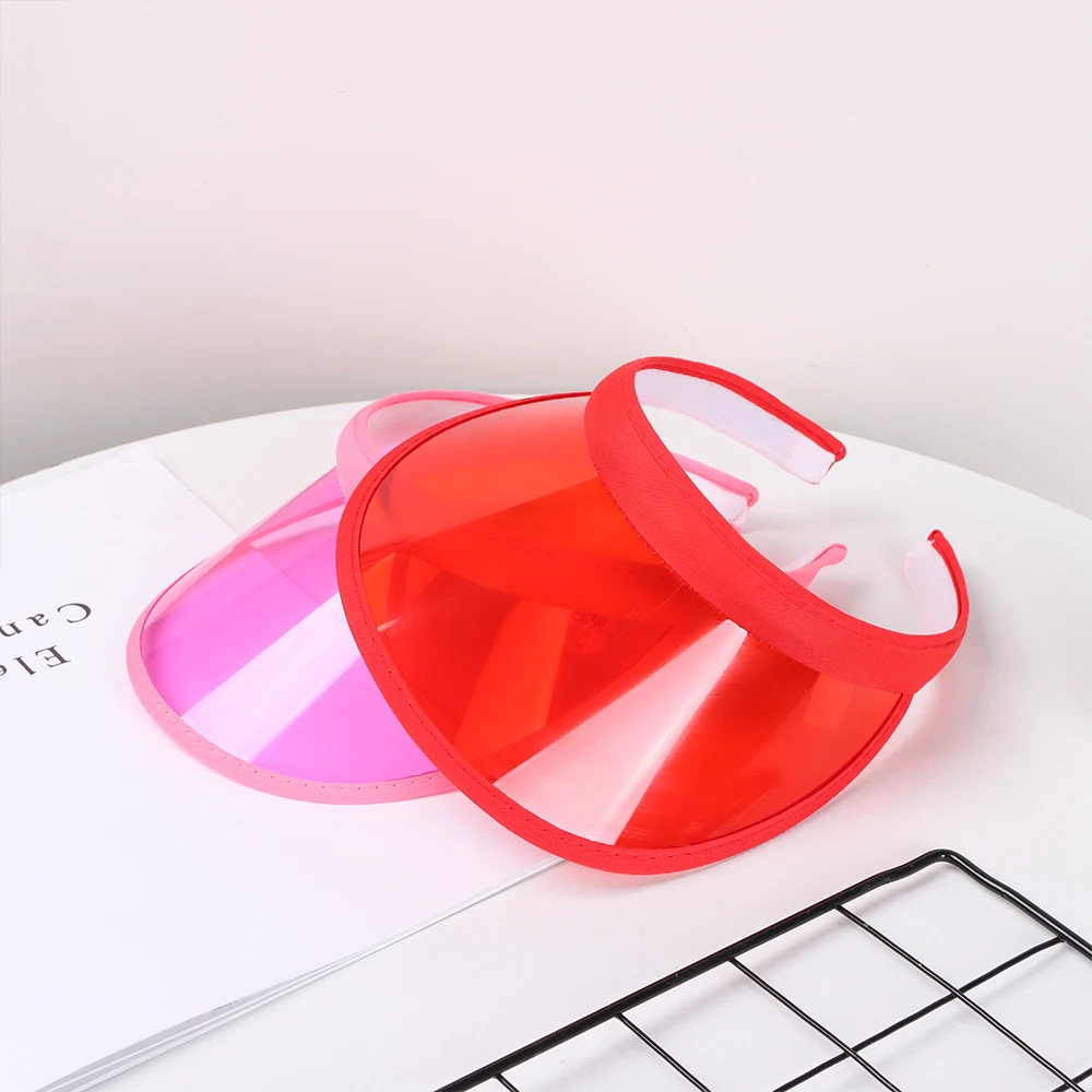 Fashion Summer Outdoor Sports Sun Protection Cap Unisex Clear Plastic Visor Hat Candy Color PVC Sunshade Hat UV Protection Hat