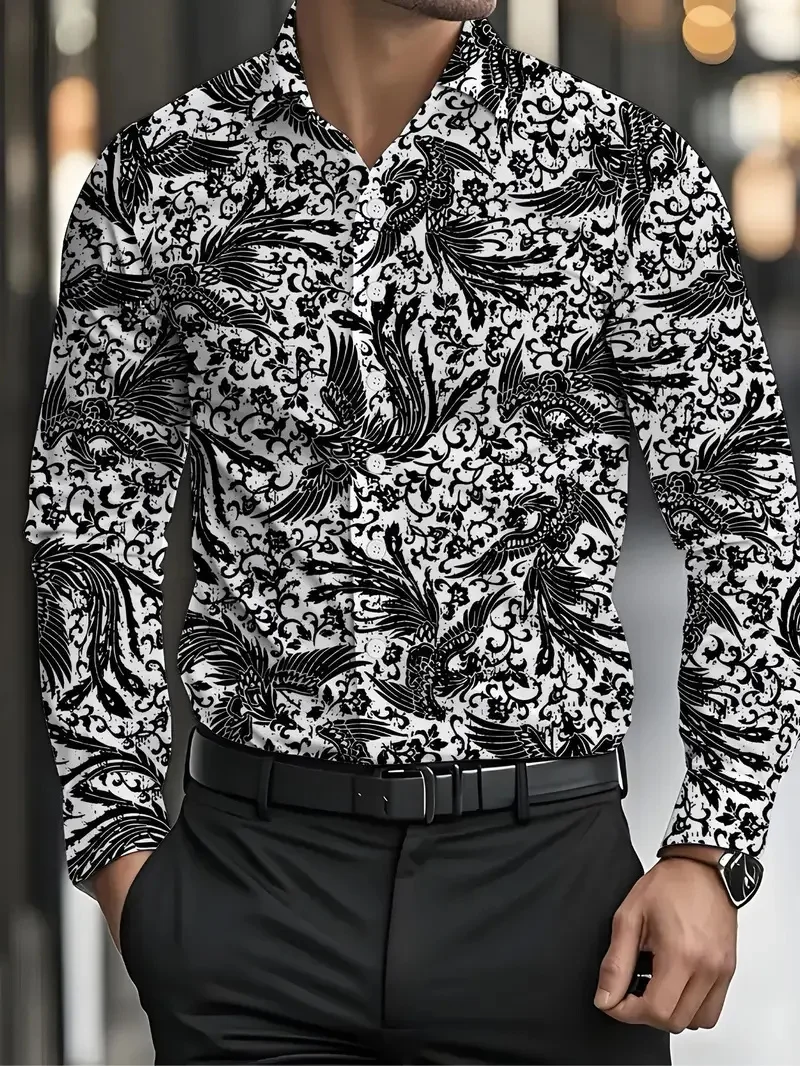 

Men's Long Sleeve Shirt Button Shirt Spring Summer Casual Shirt 3D Leaf Print Long Sleeve Daily Fashion Comfort