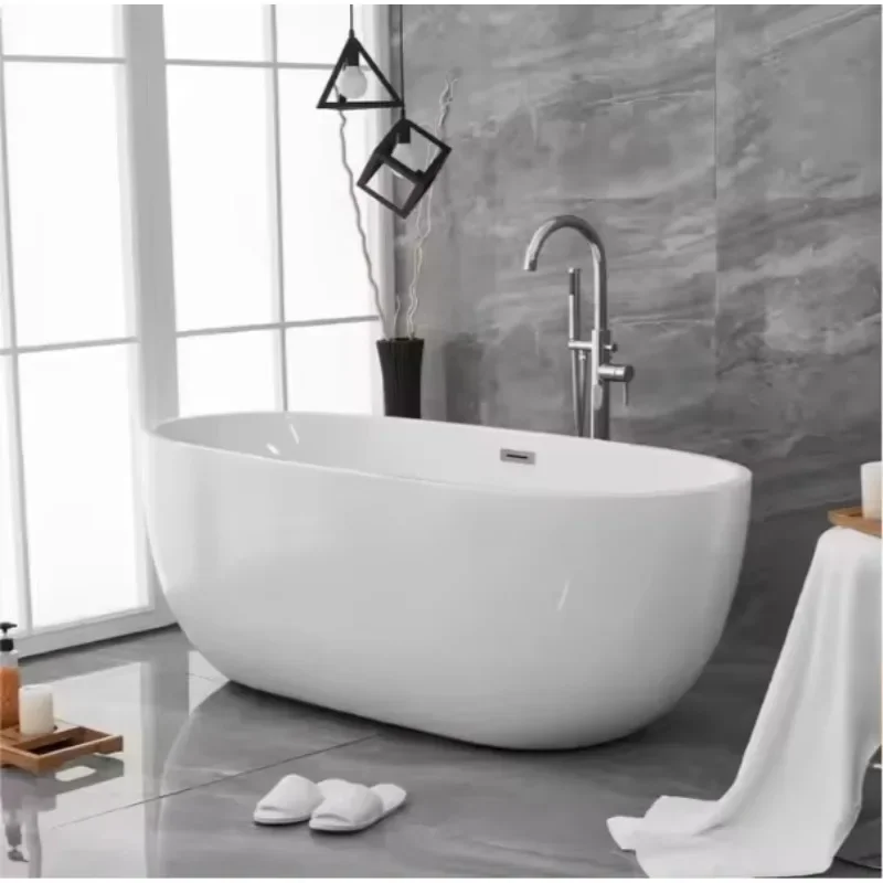 Competitive Price Promotion Oval Egg Shape Bath Tub 1.6m Acrylic Artificial Stone Free-standing for Bathroom Massage Use