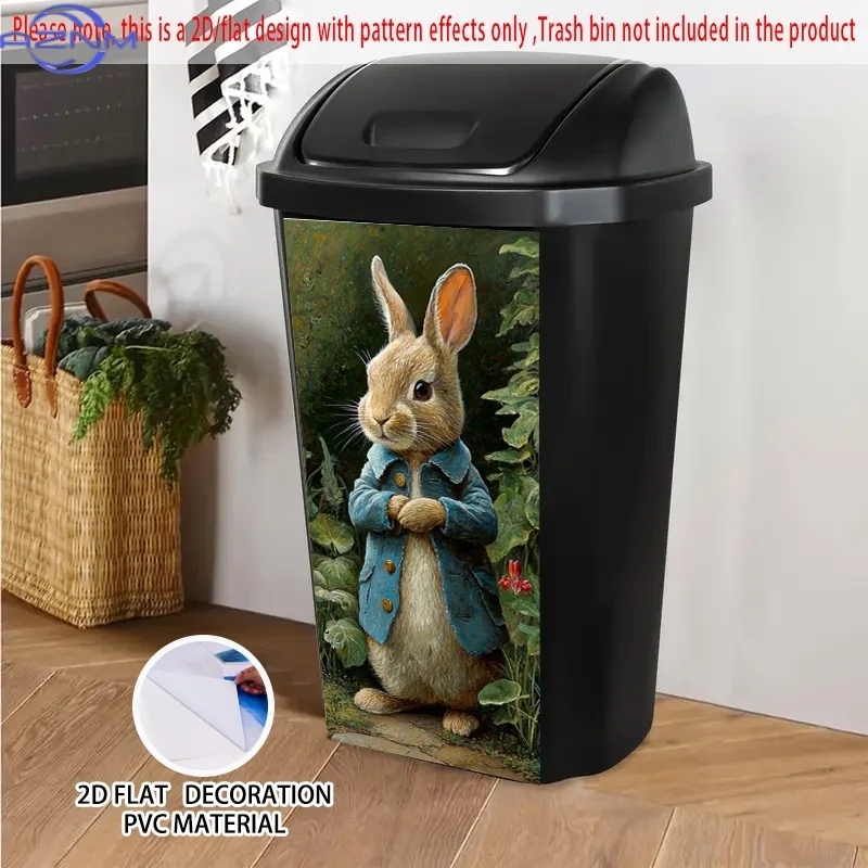 Self-Adhesive Rabbit in Blue Coat PVC Sticker - Cottagecore Farmhouse Decal Suitable for Countryside Cottage, Garden Shed, Pla