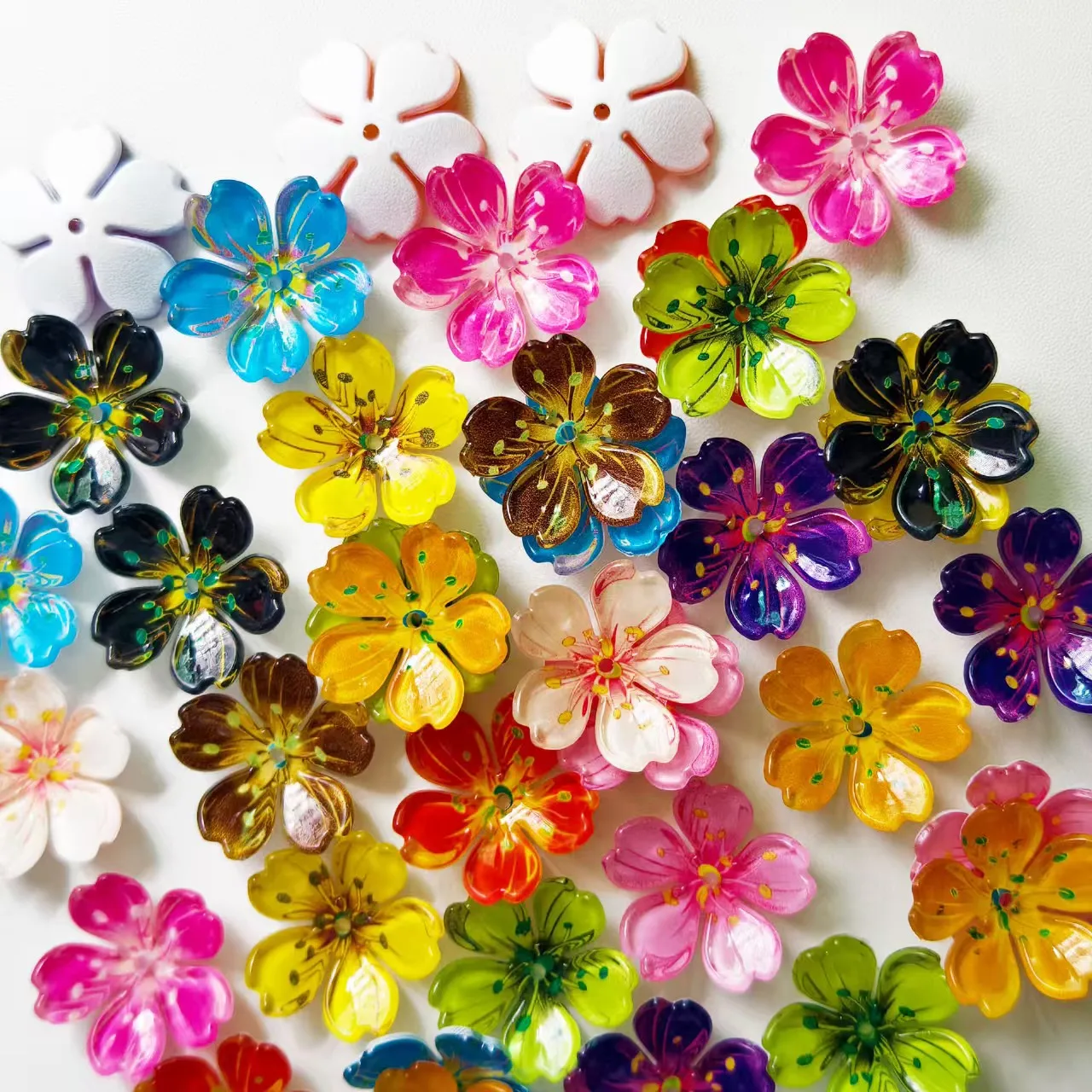 DIY Handmade Hollow Resin Flower Craft Components Multi-use Accessory Parts for Earrings Hairpins Headpieces Clothing Decoration