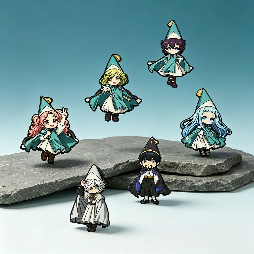 Set de 6 Broches Esmaltados de Personajes Chibi de Aprendiz Mágico del Atelier del Sombrero de Bruja - Colección de Broches para Bolsos para Entusiastas del Estilo Brujería