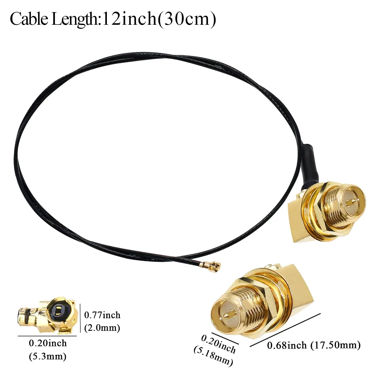 IPX to RP-SMA Extension Cable 0.81mm U.fl 4 to RP SMA Female Right Angle Antenna Cable Mini PCI Coax Cable 5pcs