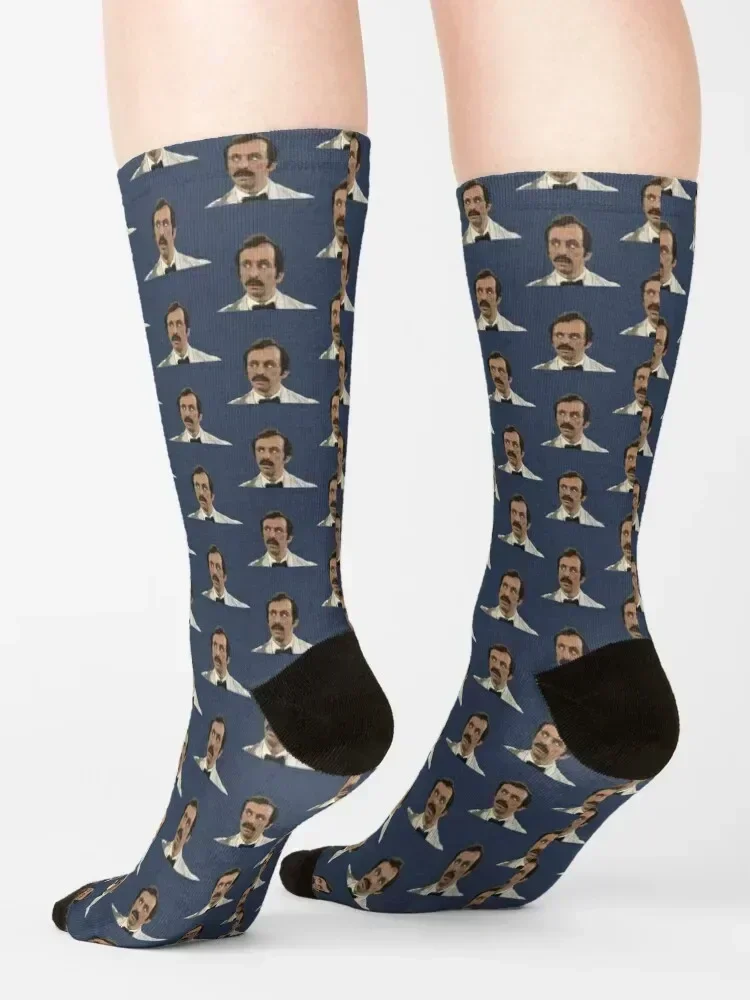 Fawlty Towers Manuel Andrew Sachs original illustration art design portrait Socks floral Rugby crazy Socks For Man Women's