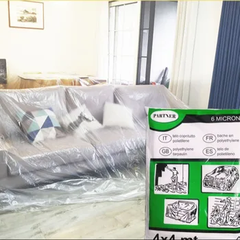 Film de protection transparent anti-poussière pour meubles, film de masquage en plastique imperméable, film de protection anti-poussière pour salon