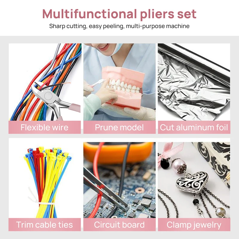5-Zoll-tragbare Mini-Diagonalzangen-Sets aus rosa Metall, rund, gebogen, Nasenschneider, handgefertigt, Perlen für DIY-Schmuckherstellung – Detail 4