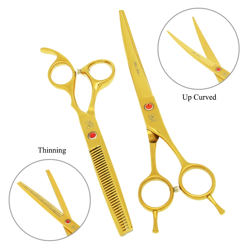 7 inch Meisha Professional Pet Dog Grooming Scissors Kit with Bag Comb Animals Cat Cutting Thinning Curved Styling Shears B0016A