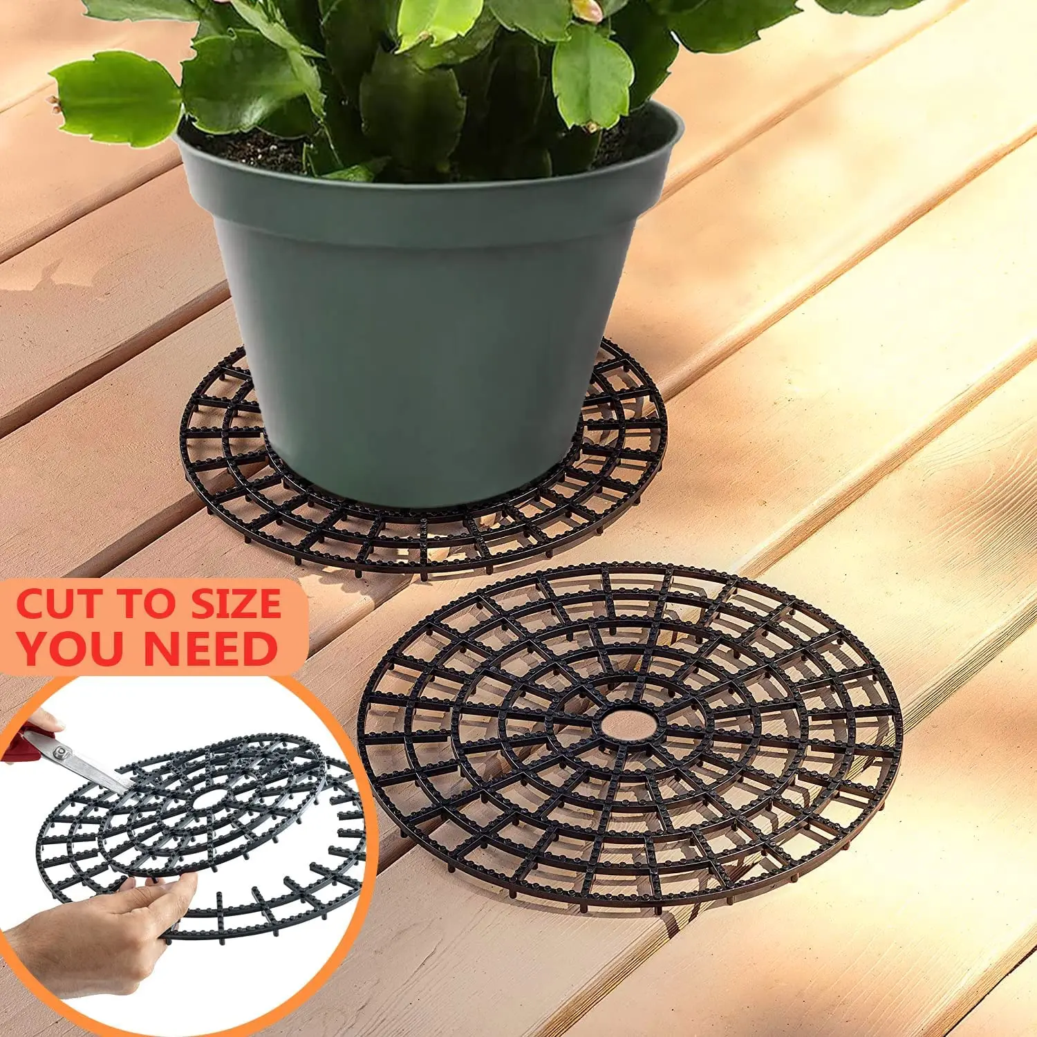 6-Piece Set of Plant and Flower Pot Supports, 12inch Cuttable, Heavy-Duty Plant Pot Pads, Suitable for Indoor and Outdoor Use, Protects Patios and Floors