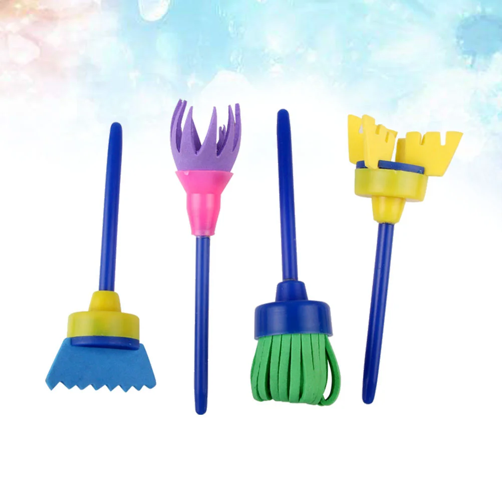 4 Pcs Kids Paint Roller Sponge Brush Piece Set Rollers for Painting Child