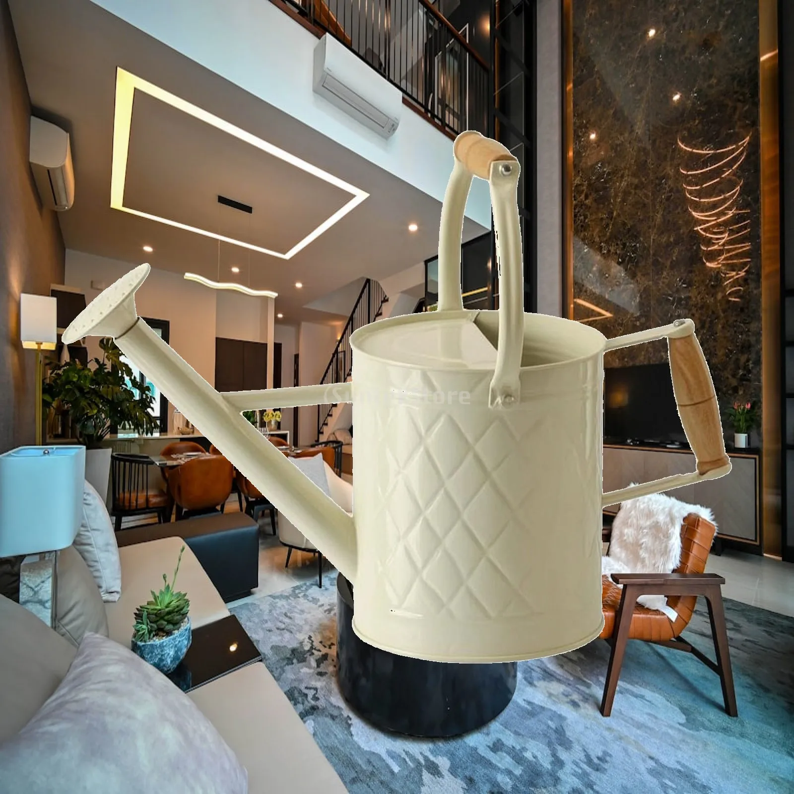 Indoor Outdoor Watering Can for Plants with Gentle Shower Sprinkler Head 3.5L Embossed Diamond Design Metal