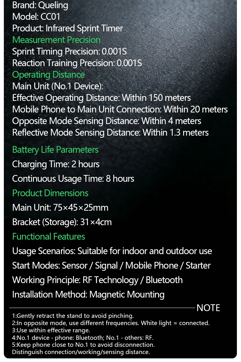 QUELING Intelligenter Infrarot-Sprinttimer mit Photoelektrischem Tor 0,001s Genauigkeit Fotozelle IR-Sensor Millidash – Detail 17