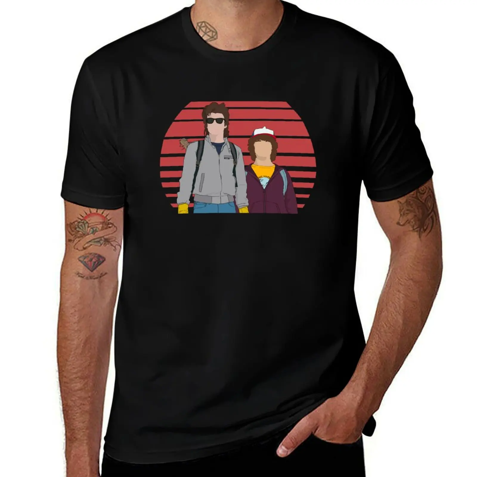 Steve and Dustin Design T-Shirt Street Style Casual Tee Shirt T-Shirt