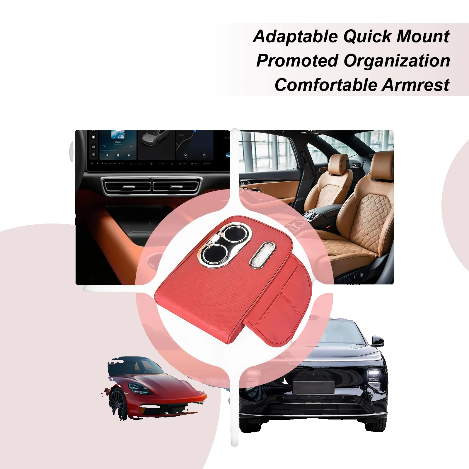 

Подлокотник для центральной консоли автомобиля, коврик с боковым карманом, держатель для чашки, коробка для салфеток, хранилище для ключей телефона, карты для центрального внедорожника, грузовика, автофургона