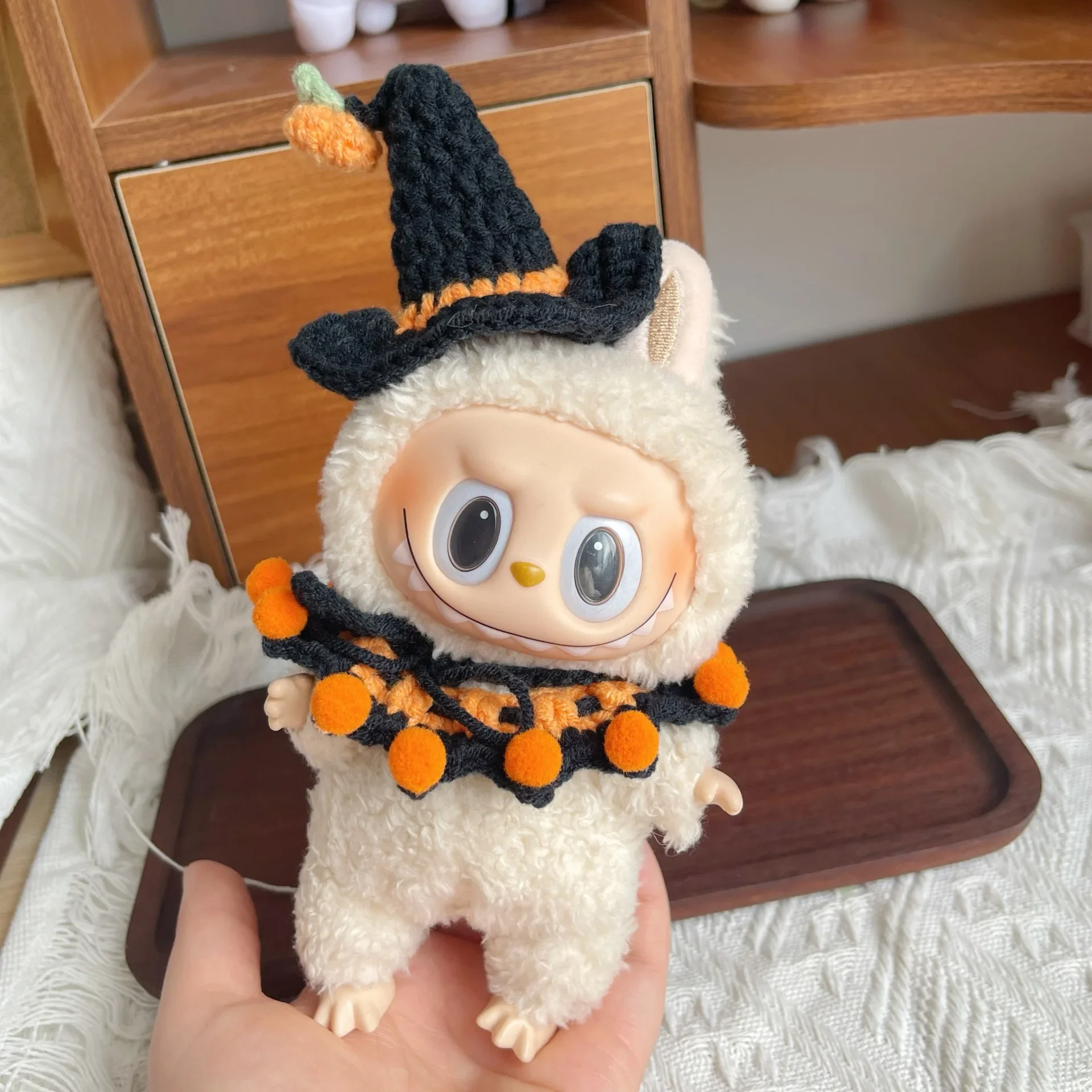

17cm Labubu doll clothing Halloween mini outfit 13cm self-mocking bear dressing crochet finished accessories