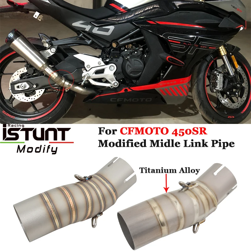 Slip On For CFMOTO 450SR NK450 2022 2023 Motorcycle Exhaust Systems Titanium Alloy Escape Modify Link Pipe Connect 51mm Muffler