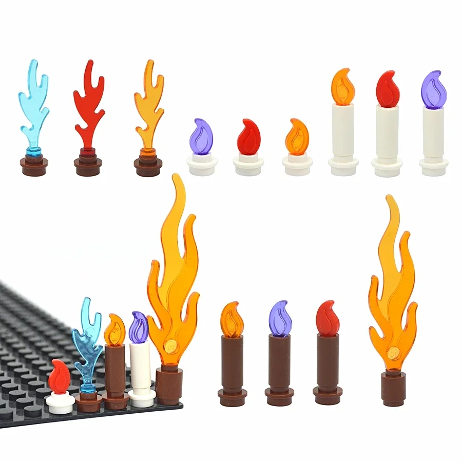 MOC-Wave Candle Holder para blocos de construção, Flame Candlestick Model, brinquedos educativos para crianças, Bonfire Bricks Accessories, 37762, 37775