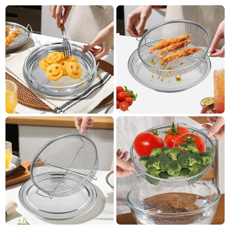 Soporte para parrilla barbacoa, cesta freidora acero inoxidable, bandeja deshidratadora, accesorios multiusos