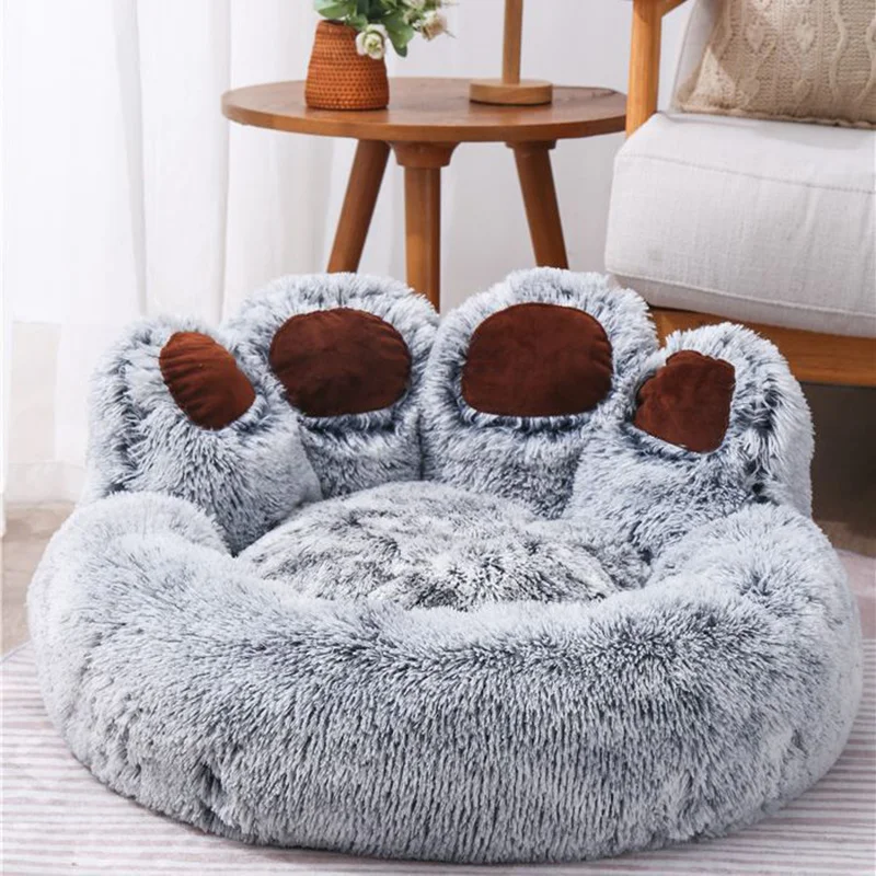 Kimpets Dog Sofa Beds Nest For Cat Nest Creative Cute Bear Paw Long Hair Warm All Seasonal Universal Dog Nest Mat Accessories