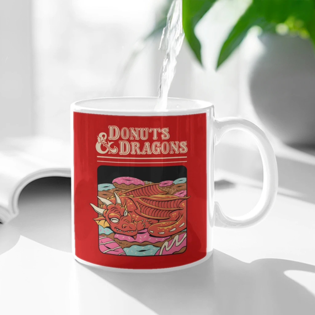 

Donuts and Dragons Ceramic Cup Coffee Oatmeal Breakfast Cup Creative Personality Mug