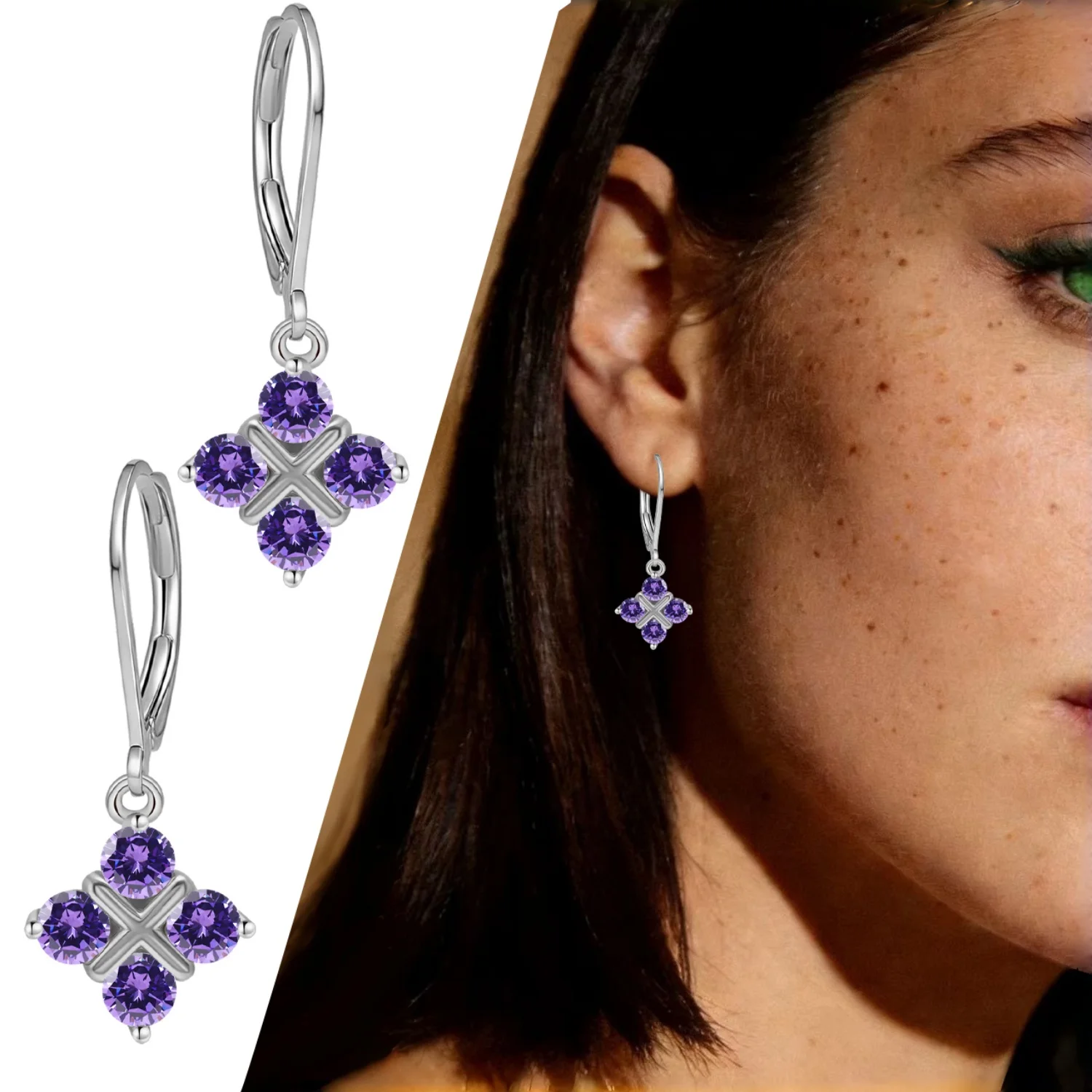 

LAMVOICE gift for daughter, 1.2 carat zirconia earrings, designer item high quality, S925 sterling silver, valentine’s Day