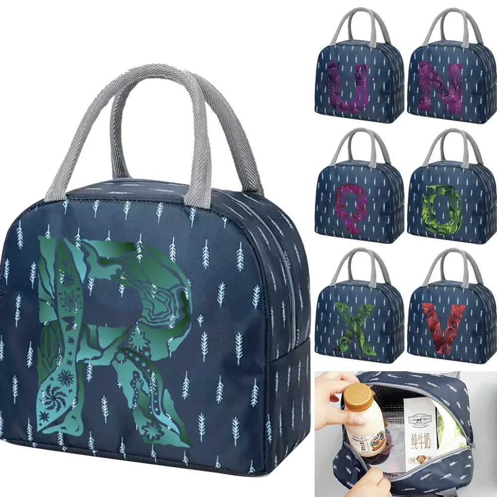 

Reusable Lunch Box Bag for Kids Insulated Blue Tote Bags Printing Engrave Image Series Leakproof Cute Food Cover