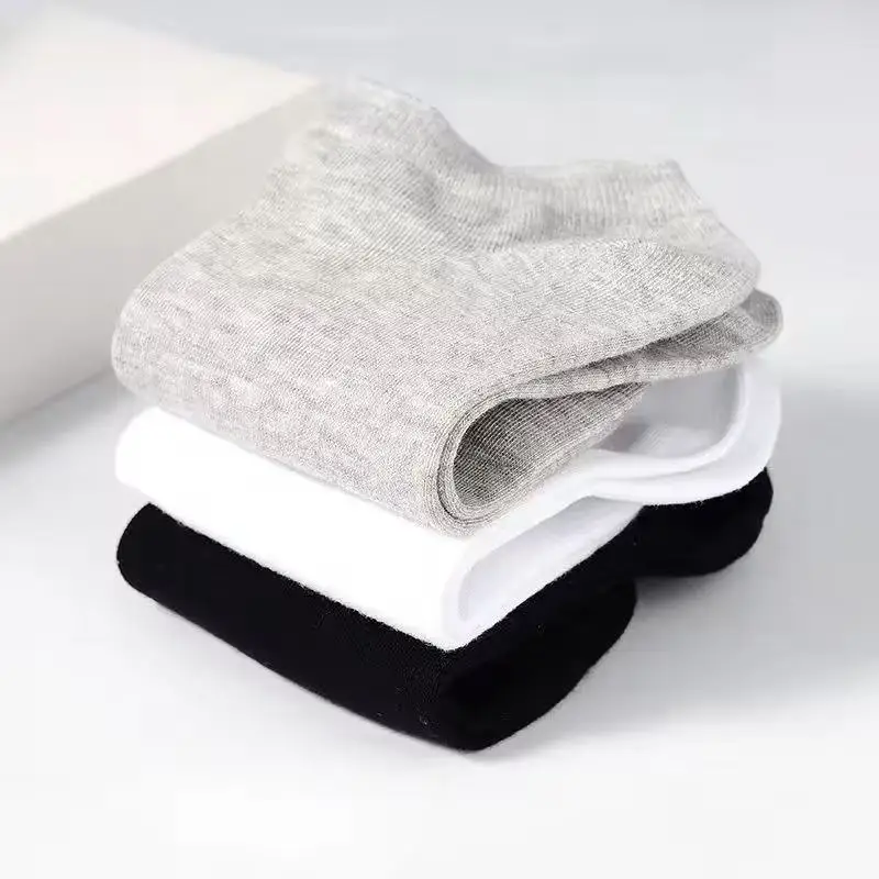 1 Pair Low Cut Men Socks Solid Color Black White Gray Breathable Cotton Sports Socks Male Short Socks Women Men