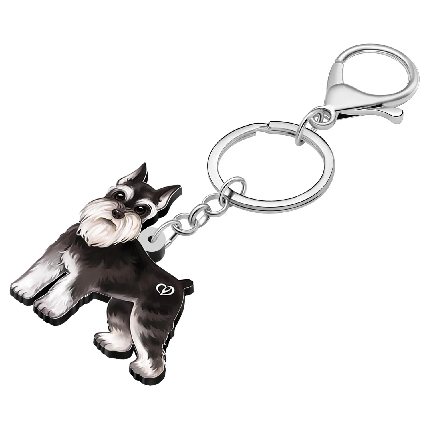 BONSNY Acrylic Schnauzer Dog Puppy Key Chains Key Chain For Women Kids Charm Pets Jewelry Key Ring Car Purse Accessory Gifts