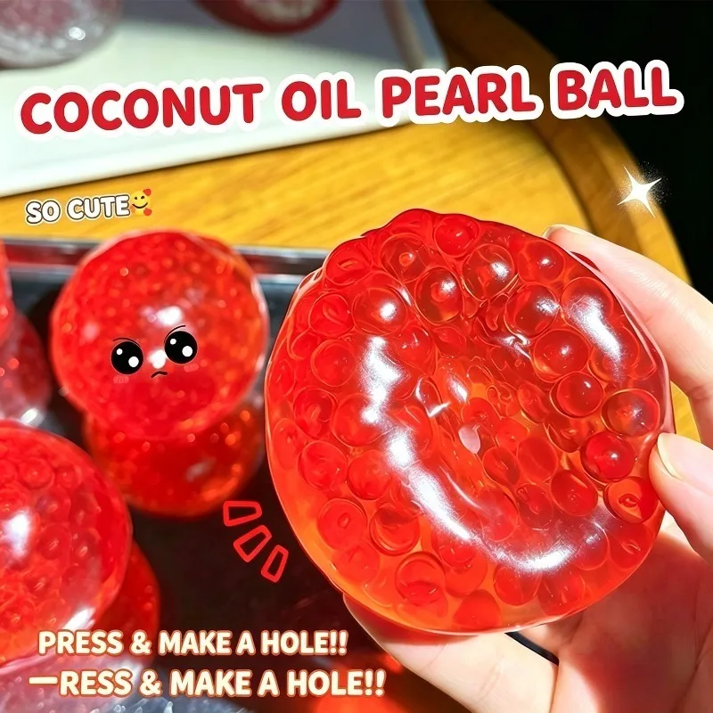 Coconut Oil Pearl Ball Squishy Toy Great Texture Moldable Stretchable Squeeze Ball Fidget Toy ASMR Sensory Anti-Stress X-mas Gif