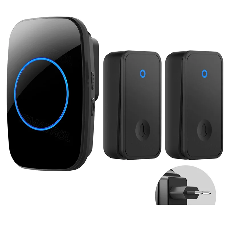 SQPP-Self Powered Wireless Doorbell No Battery Waterproof Door Bell For Kids Elderly Caller 2 Button 1 Receiver