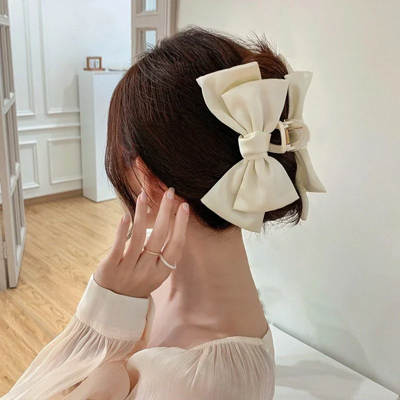 Fashion Double Sided Big Bow Hair Claws for Women Elegant Shark Hair Clip Girl Claw Clip Advanced Headwear Hair Accessories