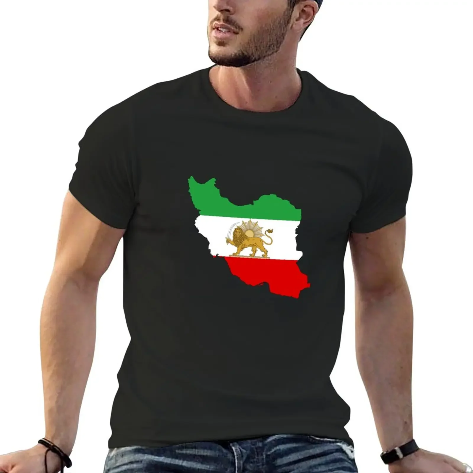 Persian Flag/Map T-Shirt for a boy anime clothes plain mens big and tall t shirts