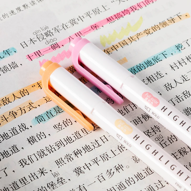 5 Pcs Dual Tip Real Mild Highlighter Markers, Chisel & Fine Tips for Bible Journaling, Note Taking, School Supplies, No Bleed
