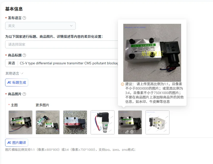 CS-V type differential pressure transmitter CMS pollutant blockage reminder Working pressure 32MPA CS-III 0.35