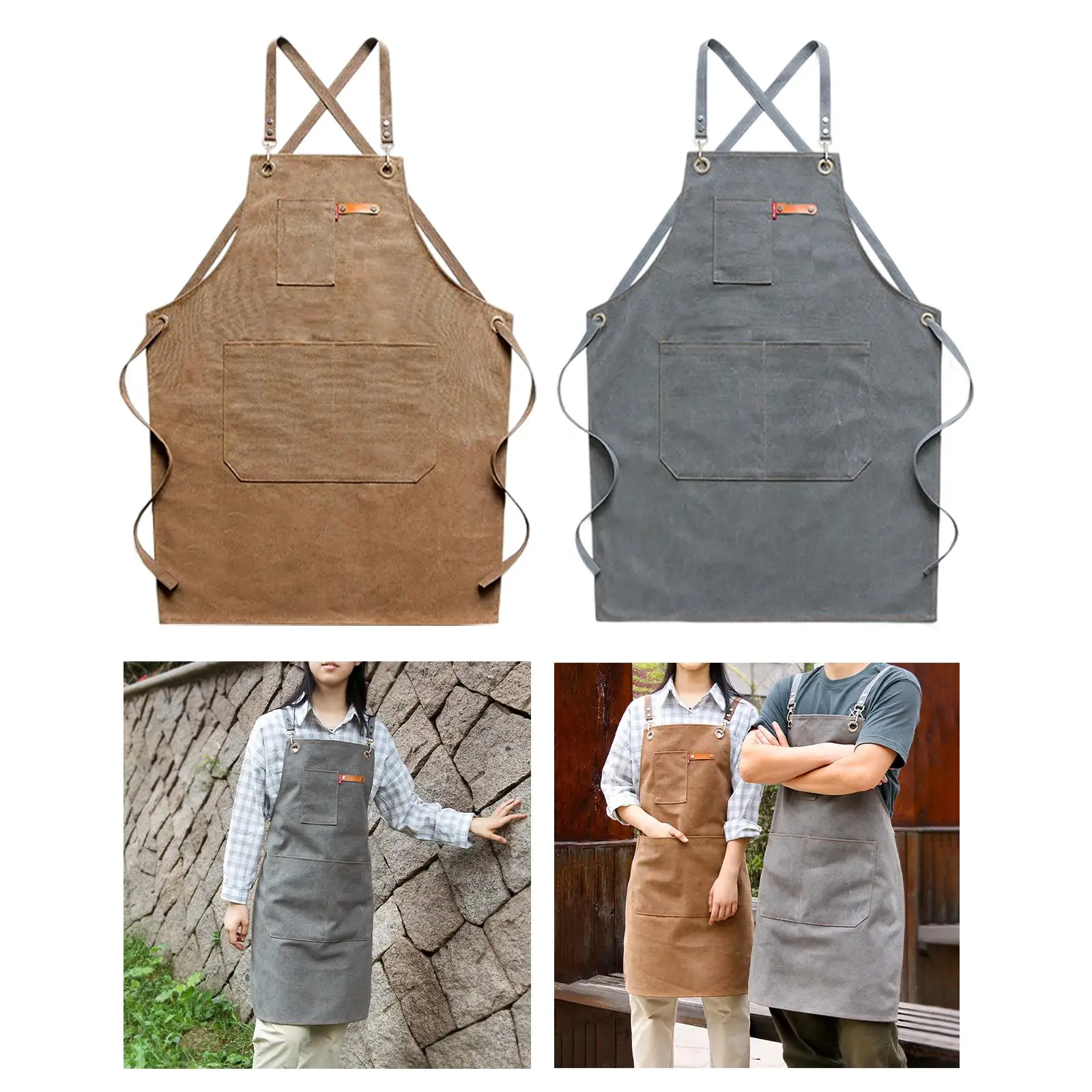 Salon Apron Adjustable Dog Grooming with Pockets Barber Apron for Shop Woodworking