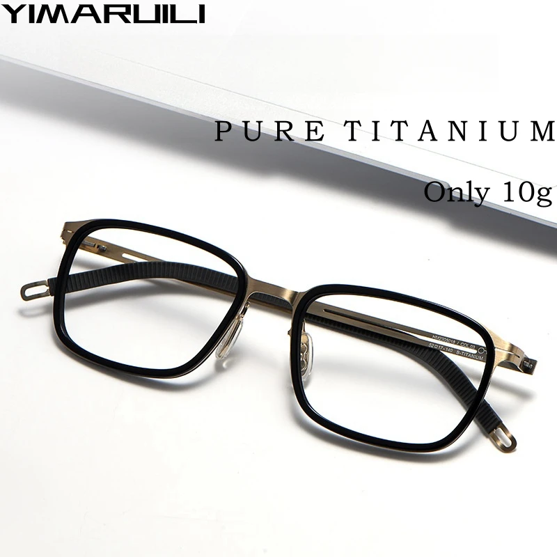 

YIMARUILI New Ultra-light Trendy Small Size Eyewear Women Retro Oval Luxury Pure Titanium Optical Prescription Glasses Frame Men