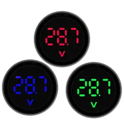 Battery Voltage Gauge LED Digital Voltmeter Car Battery Monitor DC4-100V Waterproof Round Panel Automotive Voltage Detector