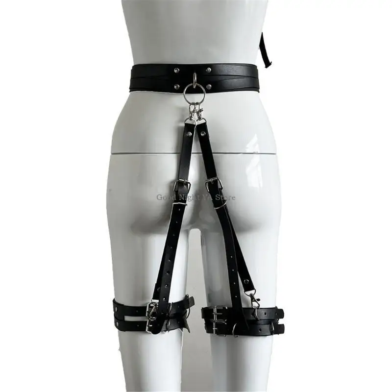 Trendy Leg Chain Belt Soft PU Leather Accessory for Women Men Multiple Color