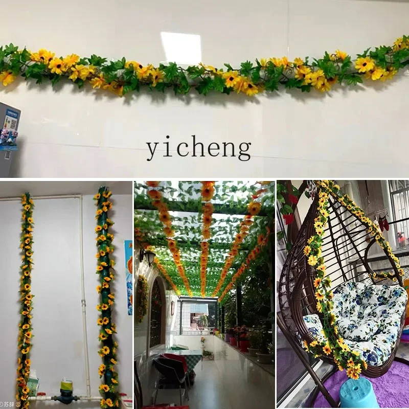 r5.20  simulated sunflower vine sunflower vine fake flower vine indoor wall hanging decorative flower strip