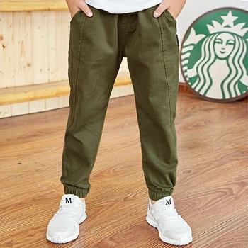 Boys Cotton Cargo Trousers 5 Spring Autumn Cotton Boys Pants Children Trousers Casual Kids Sports Pants 3 4 5 6 7 8 9 10 11 12 13 Years Teenager Boys Clothes 5