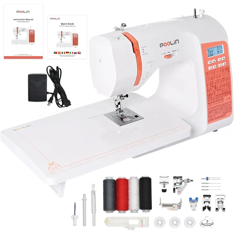 

EOC02 Computerized Sewing Machine200 Stitches LCD Screen Wide Table 7 Presser Feet Quilting Capable Automatic Needle Thr