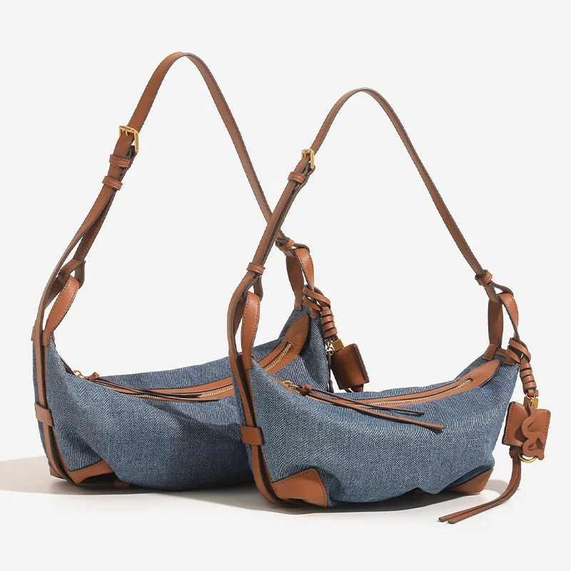 

Fashion Women's New Denim Underarm Canvas Bag Luxury Designer Casual Chic Dumpling Simple Commuting Single Shoulder Crossbody B