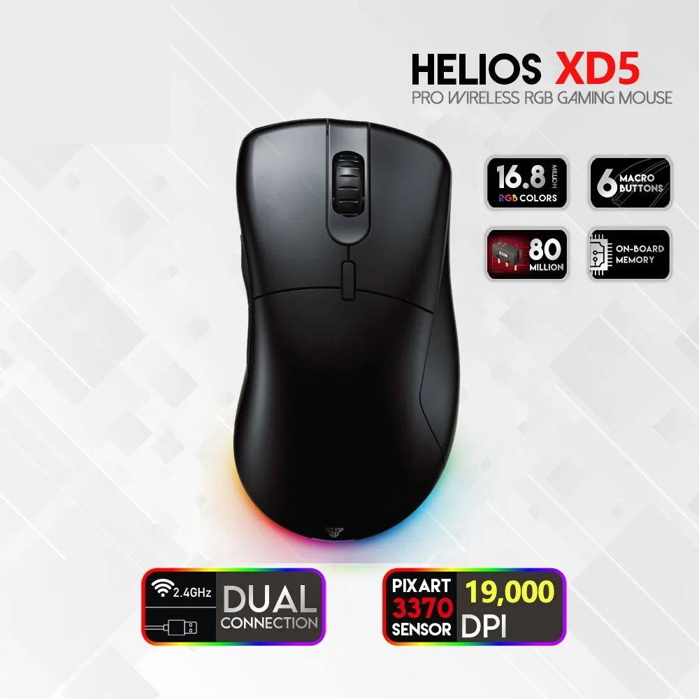 New GO Gaming XD5 Mouse 19000DPI RGB Mice Professional Gamer Peripherals Supports Wired and Wireless Connections