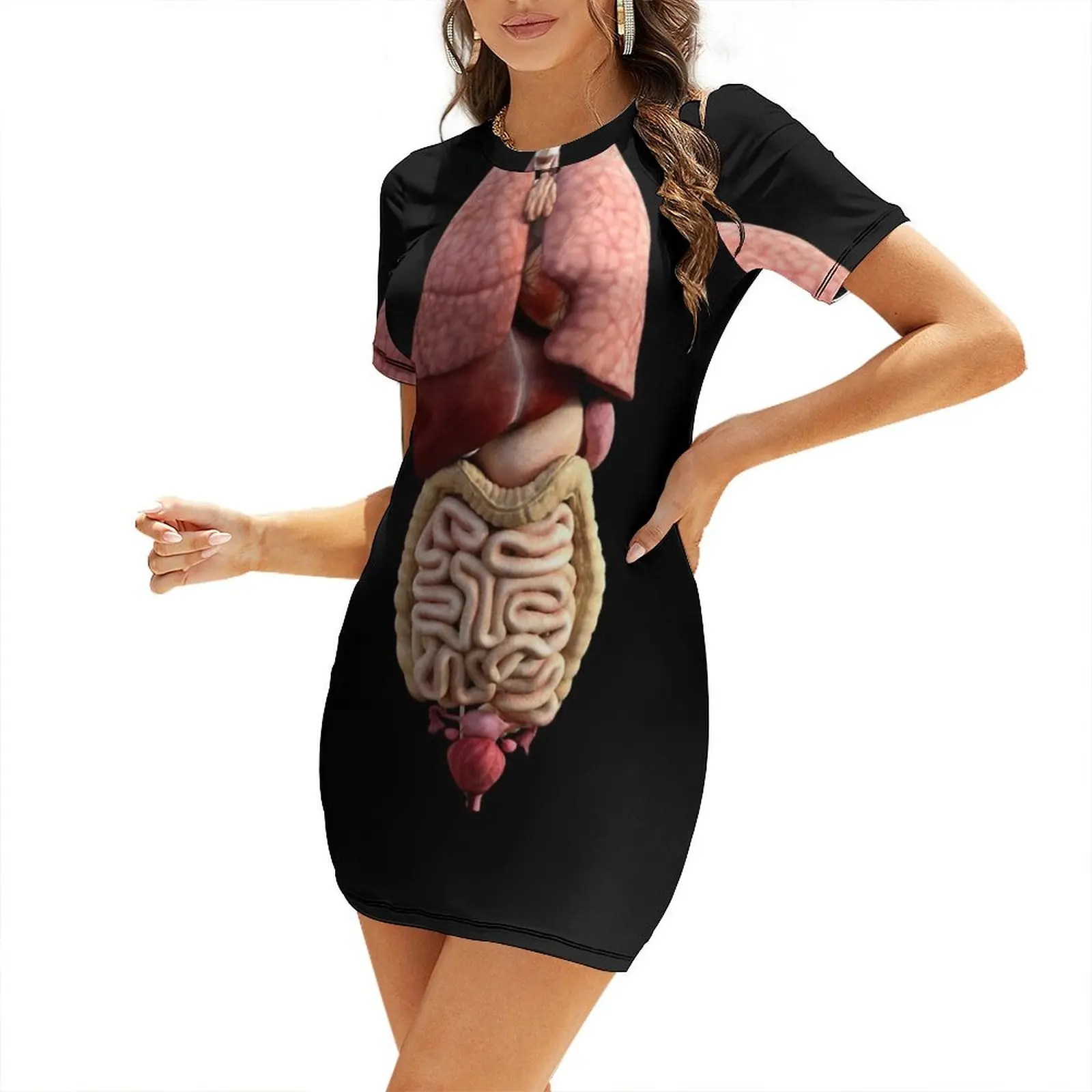 

My Internal Organs Short-Sleeved Dress dress party night party dresses women women's luxury party dress Womens dresses