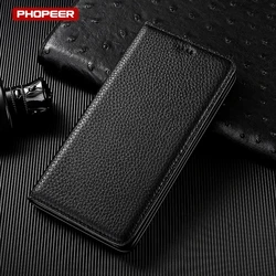 Genuine Leather Phone Case For Samsung Galaxy S26 S25 S24 S23 S22 S21 S20 Ultra FE Edge Plus Flip Slot Magnetic Wallet Cover