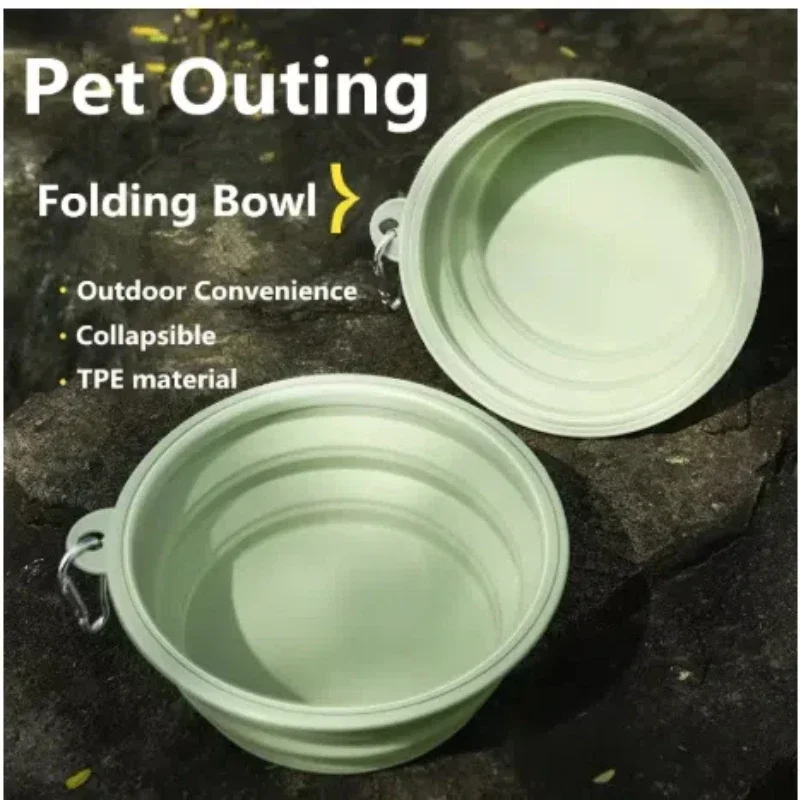 Pet Folding Bowl Portable High-capacity 350ml 650ml 1000ml Outdoor Travel Dog Cat Water Feeding Dog Bowls With Carabiner