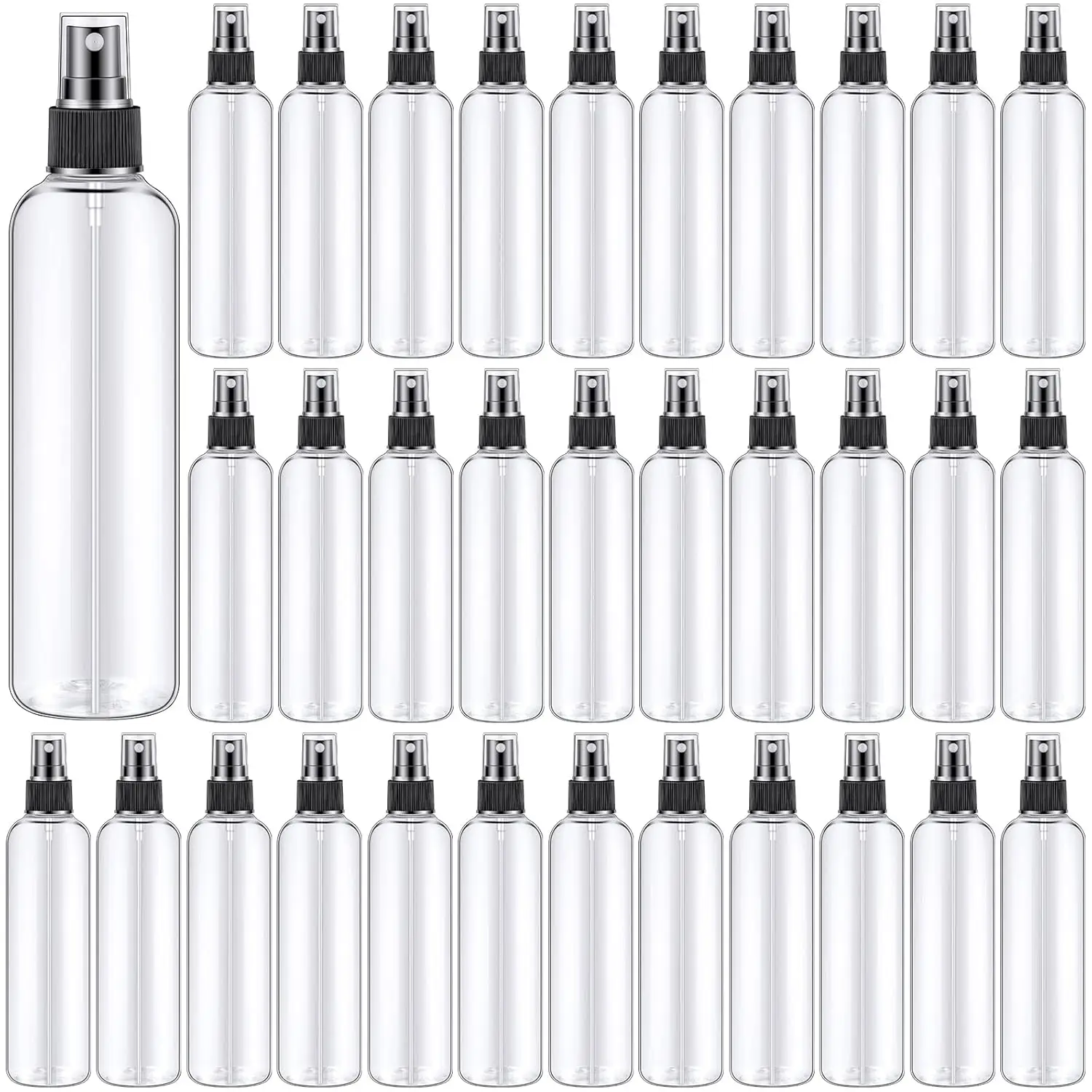 30 Stück 20/30/50/60/80/100/120 ml Sprühflaschen, feiner Nebel, leere nachfüllbare Plastik-Reiseflaschen mit Verschluss für Öl und Flüssigkeiten in Reisegröße – Detail 1